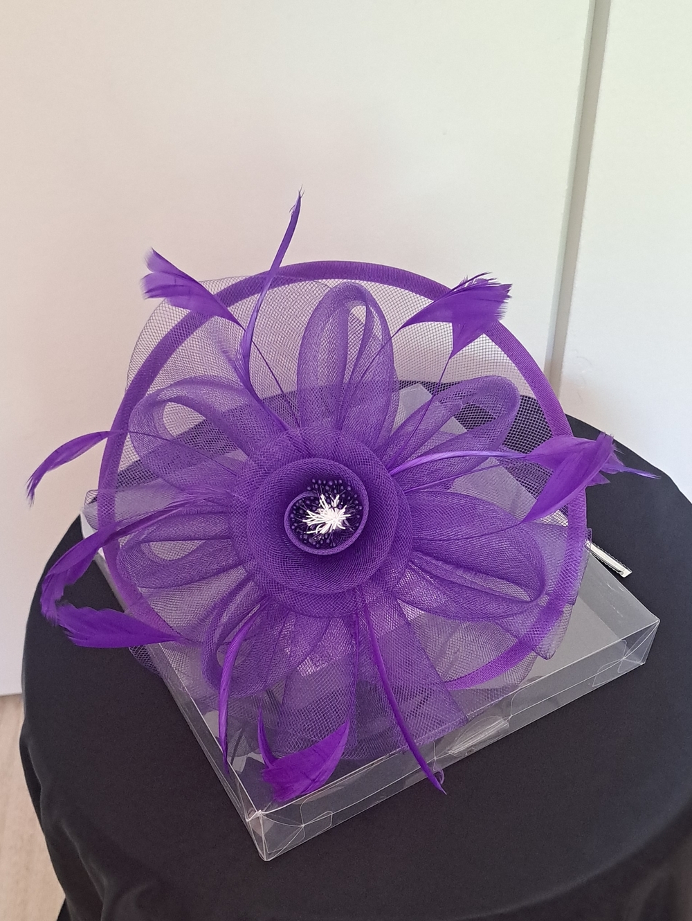 Vibrant Purple Ladies Fascinator Hat with Decorative Floral Accent - Picture 2 of 8